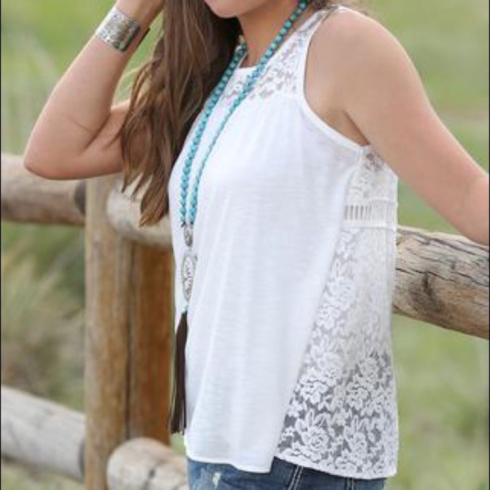 Cruel Girl White Lace Tank Top